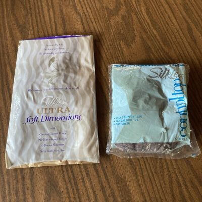 Silkies Large Pantyhose Lot Of Two New In Packages Mocha Taupe